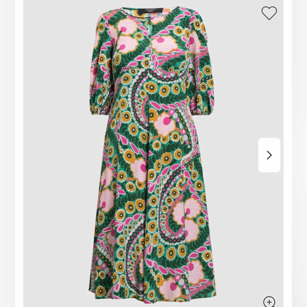 Like New Max Mara Weekend Silk Jupiter Floral Green and Pink Maxi Dress Sz S - Picture 5 of 15